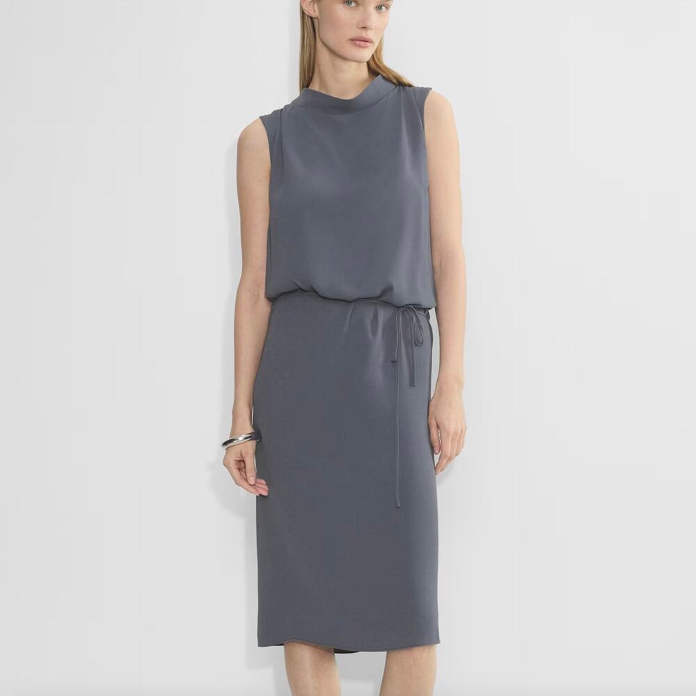 ARITZIA Wilfred Colette Midi Dress - Blue - Open Back - Crepe Wrap Dress - Sz S